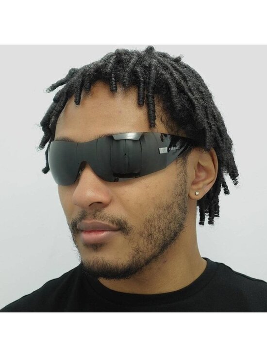 Versace VE2054 100187 Sunglasses Gunmetal Shield Frame, Dark Grey Lenses main image 9